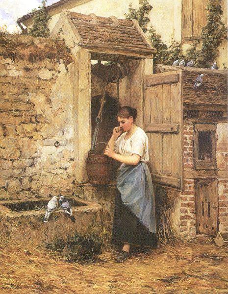 Mosler, Henry Peasant Girl and Doves